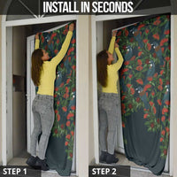 New Zealand Christmas Door Cover Romantic Tui Birds on Pohutukawa - Cobalt - Polynesian Pride