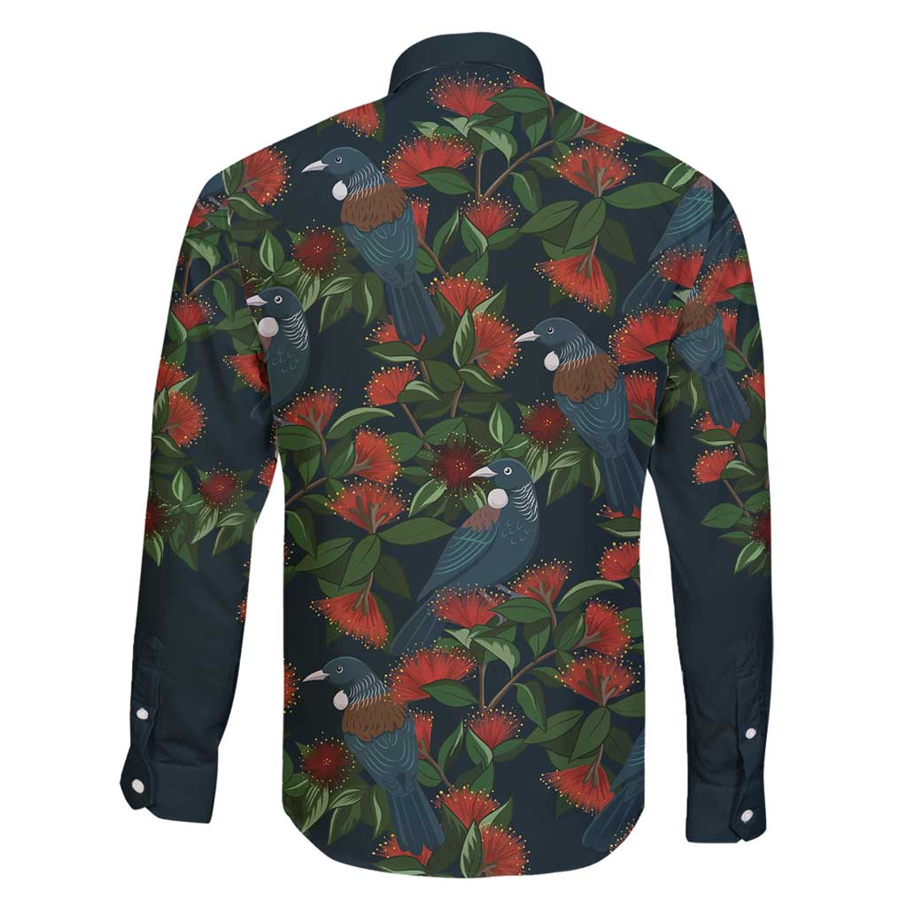 New Zealand Christmas Family Matching Puletasi and Hawaiian Shirt Romantic Tui Birds on Pohutukawa - Cobalt - Polynesian Pride