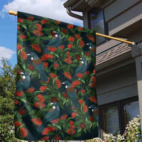 New Zealand Christmas Garden Flag Romantic Tui Birds on Pohutukawa - Cobalt - Polynesian Pride
