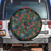 New Zealand Christmas Spare Tire Cover Romantic Tui Birds on Pohutukawa - Cobalt - Polynesian Pride