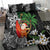 Polynesian Bedding Set Tropical Santa - Plumeria Black Vintage