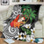 Polynesian Blanket Tropical Santa - Plumeria Black Vintage