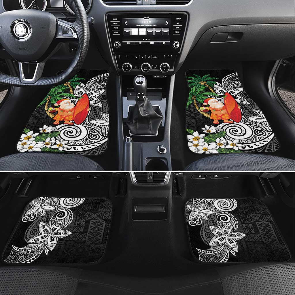 Polynesian Car Mats Tropical Santa - Plumeria Black Vintage