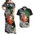 Polynesian Couples Matching Off Shoulder Maxi Dress and Hawaiian Shirt Tropical Santa - Plumeria Black Vintage