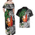 Polynesian Couples Matching Off Shoulder Maxi Dress and Hawaiian Shirt Tropical Santa - Plumeria Black Vintage