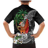 Polynesian Family Matching Mermaid Dress and Hawaiian Shirt Tropical Santa - Plumeria Black Vintage LT7 - Polynesian Pride