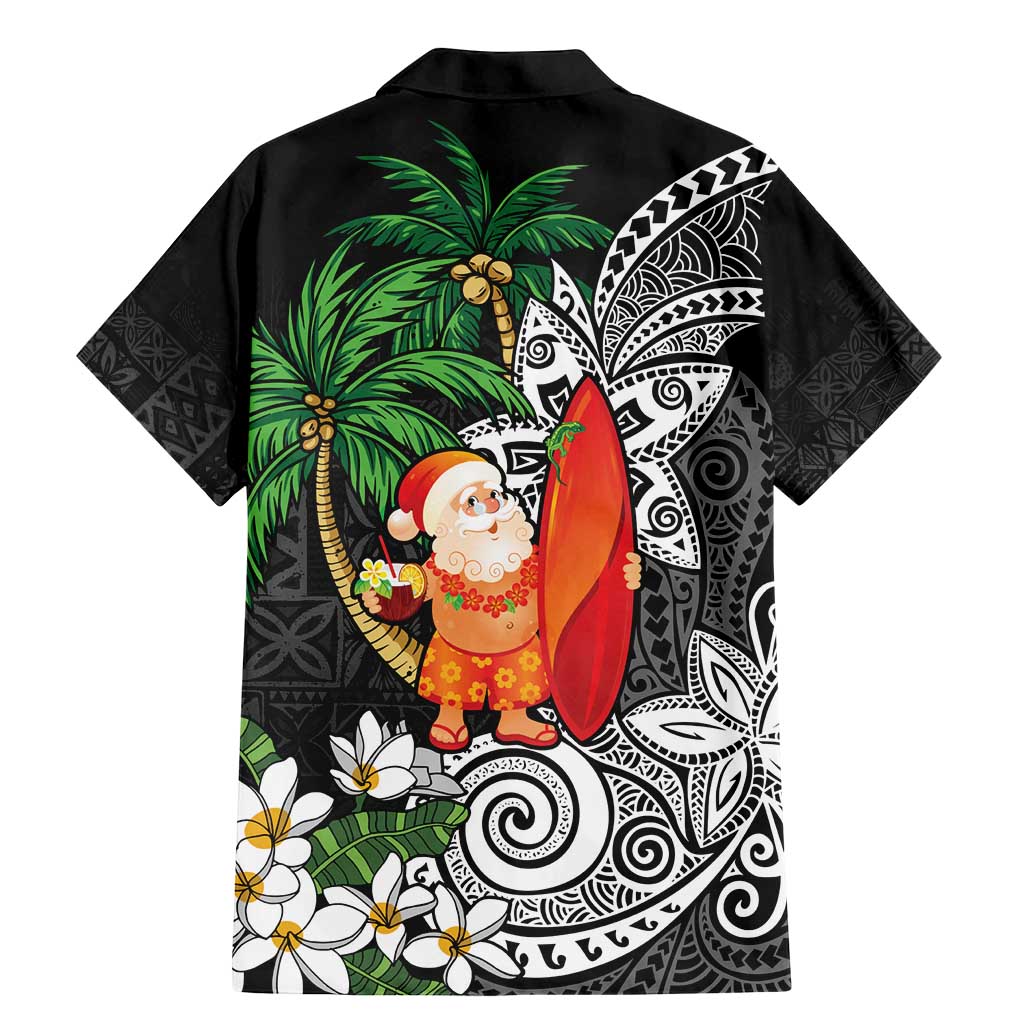 Polynesian Family Matching Mermaid Dress and Hawaiian Shirt Tropical Santa - Plumeria Black Vintage LT7 - Polynesian Pride