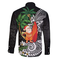 Polynesian Family Matching Mermaid Dress and Hawaiian Shirt Tropical Santa - Plumeria Black Vintage LT7 - Polynesian Pride
