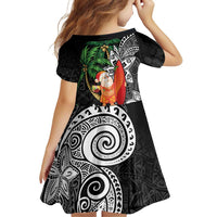 Polynesian Family Matching Puletasi and Hawaiian Shirt Tropical Santa - Plumeria Black Vintage LT7 - Polynesian Pride