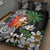 Polynesian Quilt Bed Set Tropical Santa - Plumeria Black Vintage