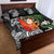 Polynesian Quilt Bed Set Tropical Santa - Plumeria Black Vintage