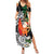 Polynesian Summer Maxi Dress Tropical Santa - Plumeria Black Vintage