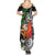 Polynesian Summer Maxi Dress Tropical Santa - Plumeria Black Vintage