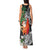 Polynesian Tank Maxi Dress Tropical Santa - Plumeria Black Vintage