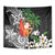 Polynesian Tapestry Tropical Santa - Plumeria Black Vintage