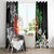 Polynesian Window Curtain Tropical Santa - Plumeria Black Vintage