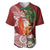 Polynesian Baseball Jersey Tropical Santa - Plumeria Red Vintage