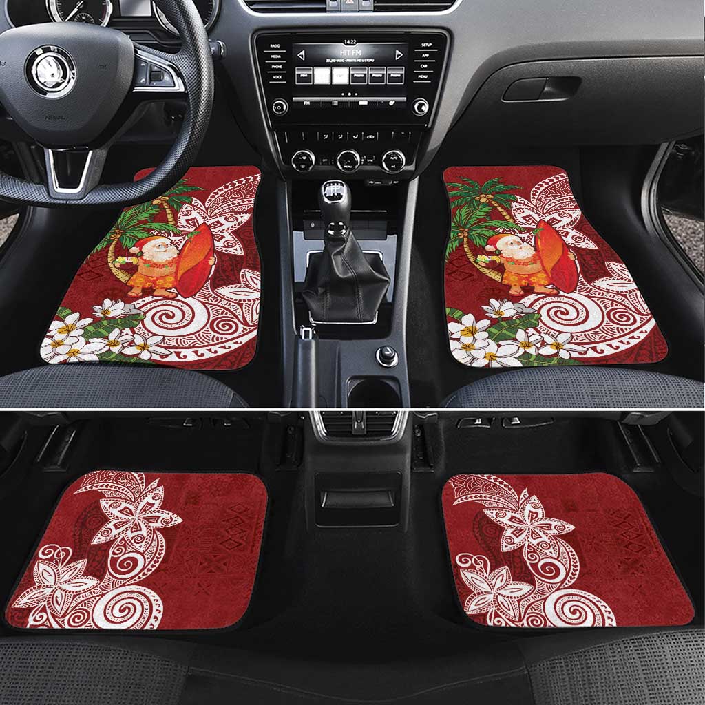 Polynesian Car Mats Tropical Santa - Plumeria Red Vintage