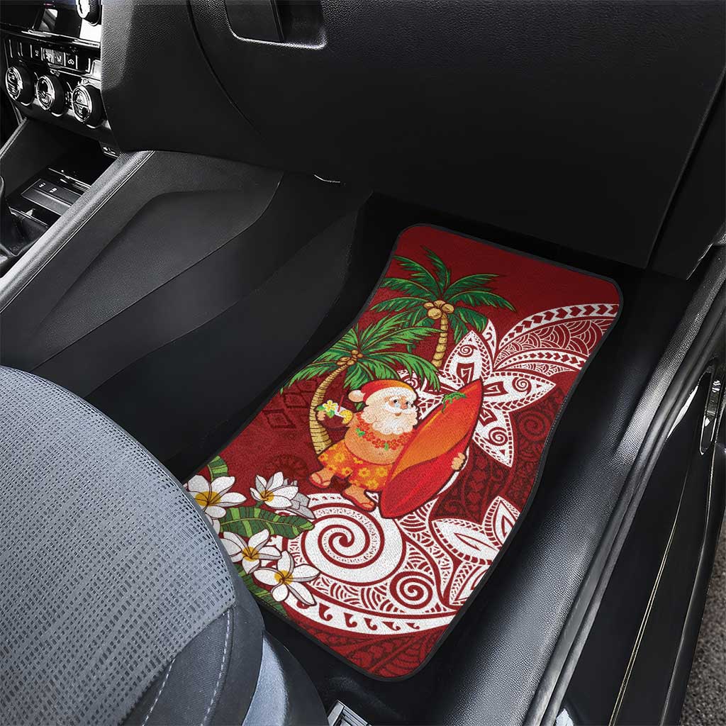 Polynesian Car Mats Tropical Santa - Plumeria Red Vintage