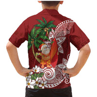 Polynesian Family Matching Mermaid Dress and Hawaiian Shirt Tropical Santa - Plumeria Red Vintage LT7 - Polynesian Pride