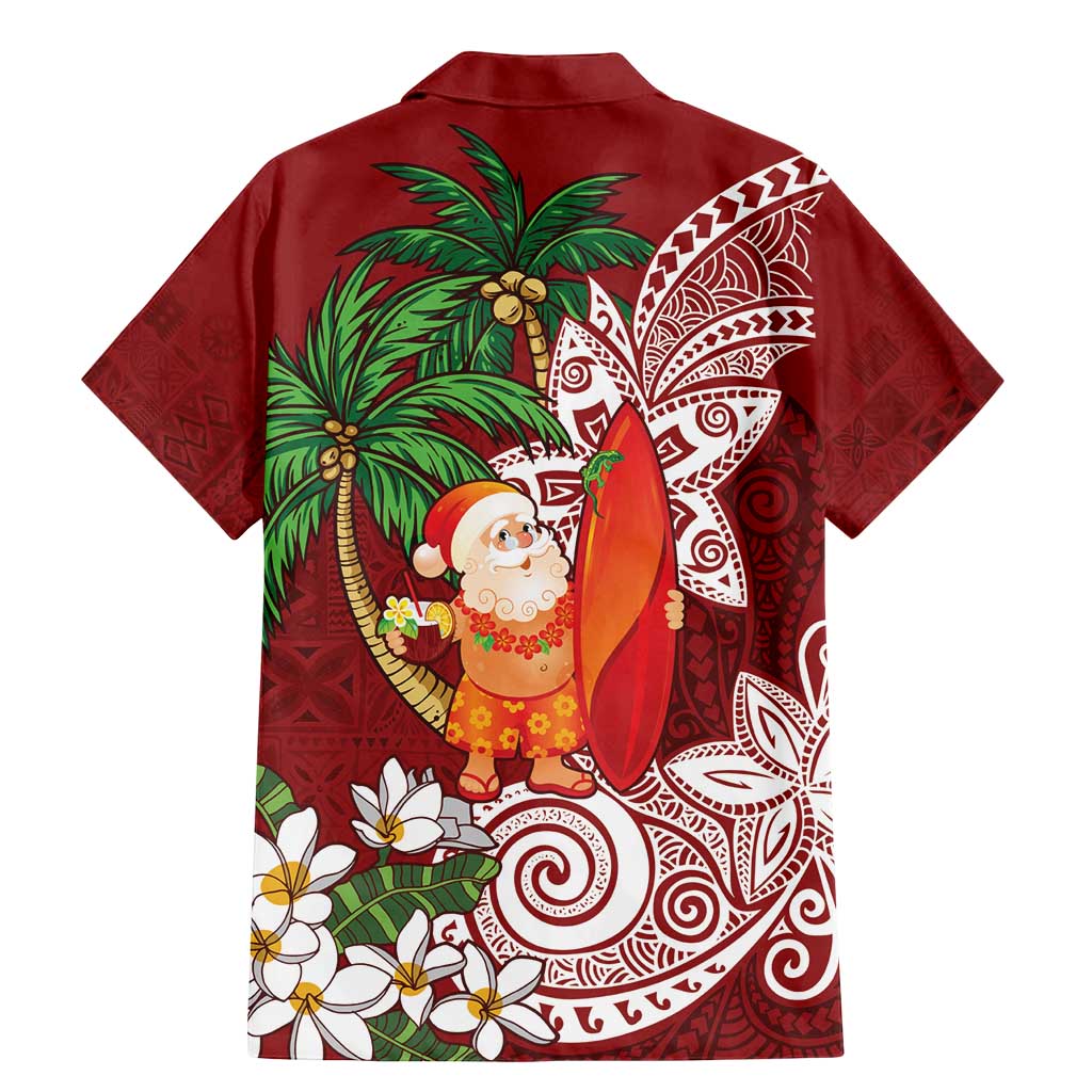 Polynesian Family Matching Mermaid Dress and Hawaiian Shirt Tropical Santa - Plumeria Red Vintage LT7 - Polynesian Pride