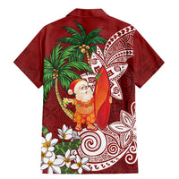 Polynesian Family Matching Mermaid Dress and Hawaiian Shirt Tropical Santa - Plumeria Red Vintage LT7 - Polynesian Pride