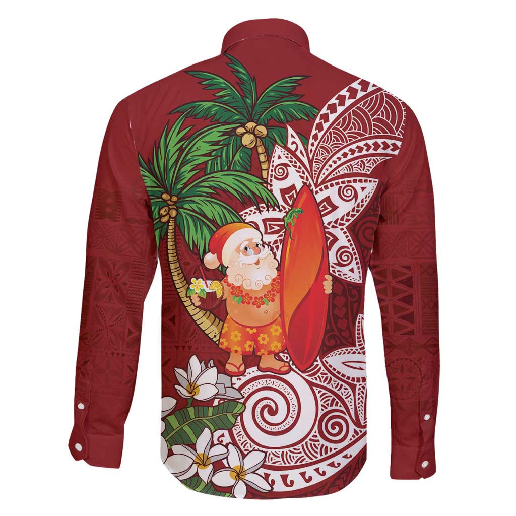 Polynesian Family Matching Mermaid Dress and Hawaiian Shirt Tropical Santa - Plumeria Red Vintage LT7 - Polynesian Pride