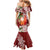 Polynesian Family Matching Mermaid Dress and Hawaiian Shirt Tropical Santa - Plumeria Red Vintage