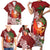 Polynesian Family Matching Short Sleeve Bodycon Dress and Hawaiian Shirt Tropical Santa - Plumeria Red Vintage