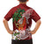 Polynesian Family Matching Tank Maxi Dress and Hawaiian Shirt Tropical Santa - Plumeria Red Vintage