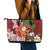 Polynesian Leather Tote Bag Tropical Santa - Plumeria Red Vintage