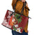 Polynesian Leather Tote Bag Tropical Santa - Plumeria Red Vintage