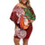 Polynesian Off Shoulder Short Dress Tropical Santa - Plumeria Red Vintage