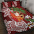 Polynesian Quilt Bed Set Tropical Santa - Plumeria Red Vintage