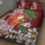 Polynesian Quilt Bed Set Tropical Santa - Plumeria Red Vintage