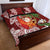 Polynesian Quilt Bed Set Tropical Santa - Plumeria Red Vintage