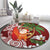 Polynesian Round Carpet Tropical Santa - Plumeria Red Vintage