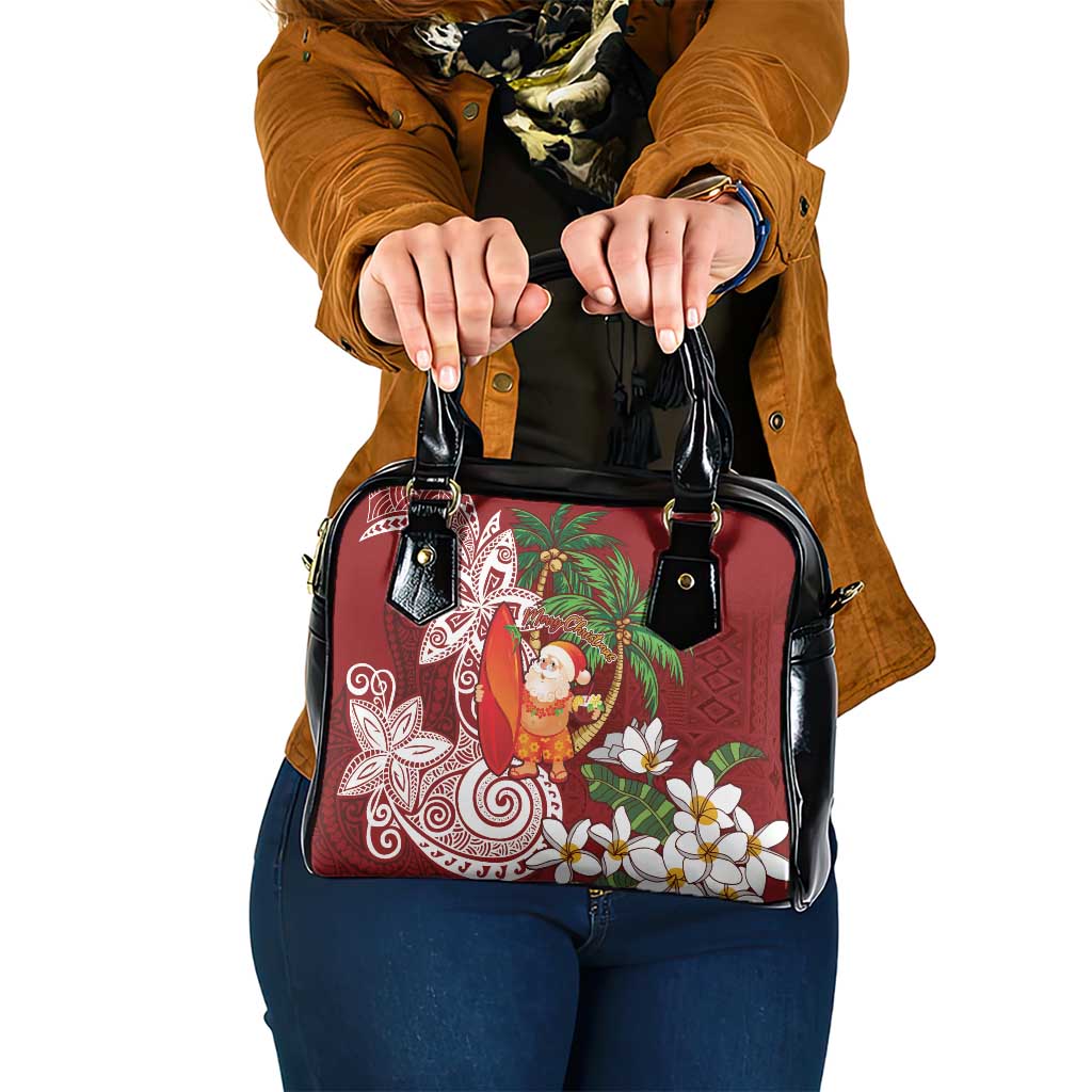 Polynesian Shoulder Handbag Tropical Santa - Plumeria Red Vintage