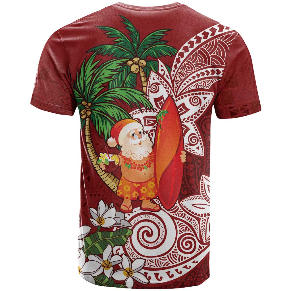 Polynesian T Shirt Tropical Santa - Plumeria Red Vintage