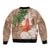 Polynesian Bomber Jacket Tropical Santa - Plumeria Beige Vintage