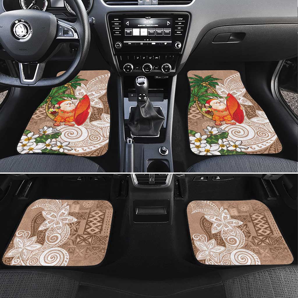 Polynesian Car Mats Tropical Santa - Plumeria Beige Vintage