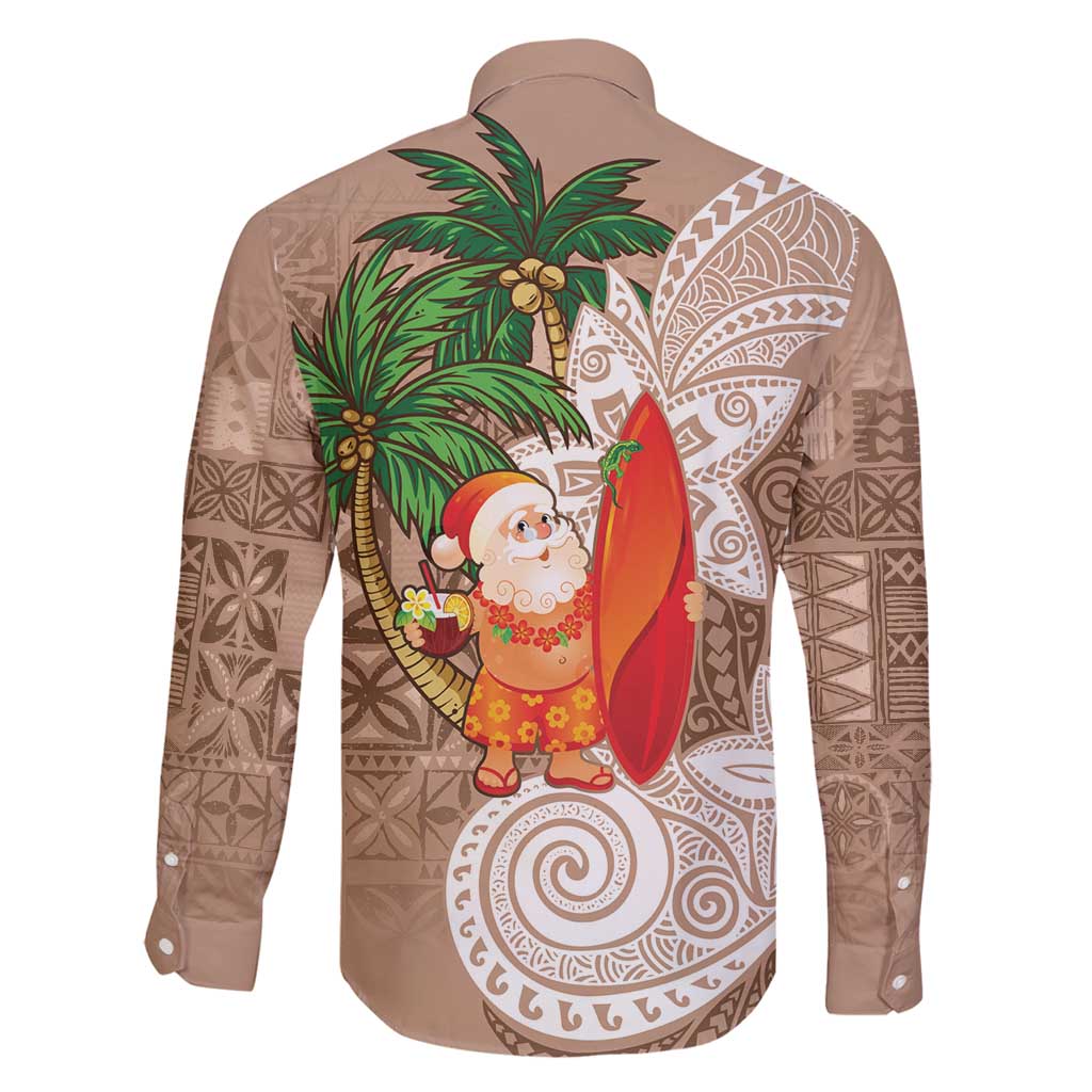 Polynesian Family Matching Mermaid Dress and Hawaiian Shirt Tropical Santa - Plumeria Beige Vintage LT7 - Polynesian Pride
