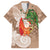 Polynesian Family Matching Puletasi and Hawaiian Shirt Tropical Santa - Plumeria Beige Vintage