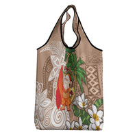Polynesian Grocery Bag Tropical Santa - Plumeria Beige Vintage