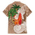 Polynesian Hawaiian Shirt Tropical Santa - Plumeria Beige Vintage