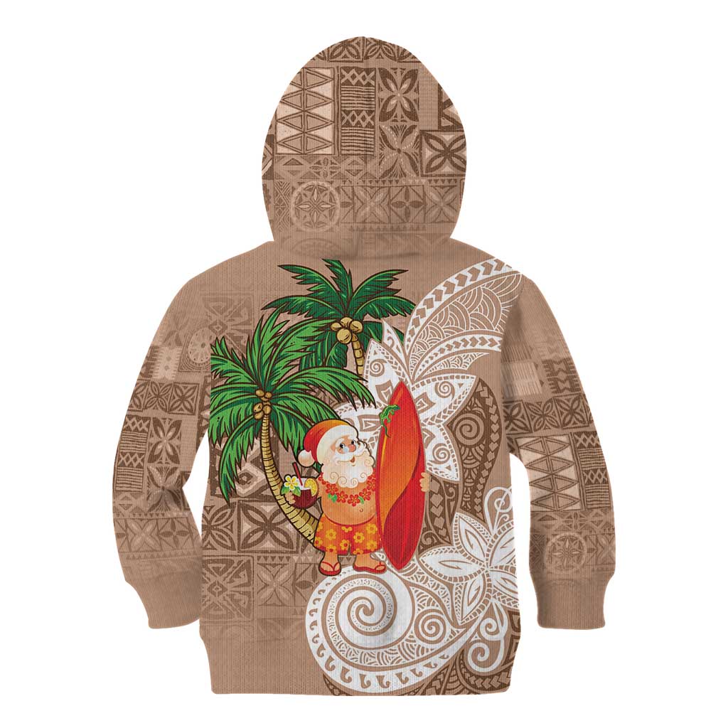 Polynesian Kid Hoodie Tropical Santa - Plumeria Beige Vintage