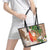 Polynesian Leather Tote Bag Tropical Santa - Plumeria Beige Vintage