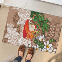 Polynesian Rubber Doormat Tropical Santa - Plumeria Beige Vintage