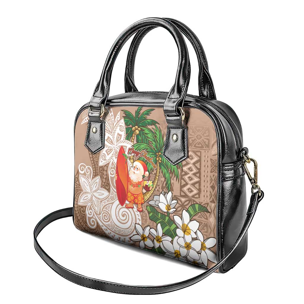 Polynesian Shoulder Handbag Tropical Santa - Plumeria Beige Vintage