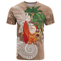 Polynesian T Shirt Tropical Santa - Plumeria Beige Vintage